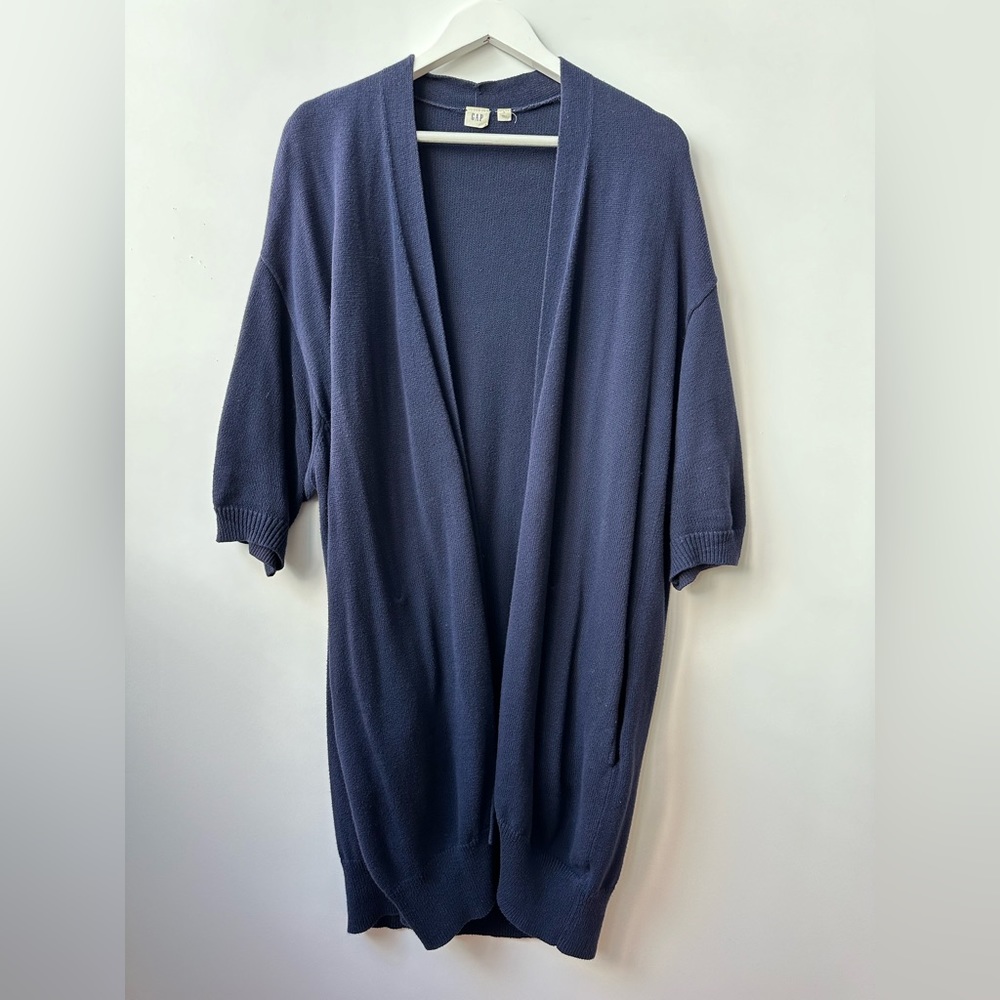 GAP - Navy Blue Open Front Oversized Cardigan - Short Sleeves - Large